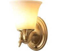 Wmmner Double Head Vintage Wall Lighting Fixtures Indoor Modern Brass Wall Light with Frosted White Glass Mid Century Wall Sconce Indoor Wall Mounted Lamp for Bedroom Bedside Bathroom Corridor
