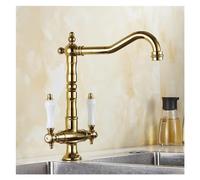 Wmmner Dual Handle Kitchen Faucets - Hot & Cold Water Mixer, Brass Construction, Elegant Black, Gold, Silver Finish, Modern Sink Tap for Kitchen Decor/Gold/a