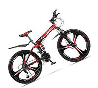 Wmmner Dual-Suspension Foldable Mountain Bike 26 inch for Adult Men and Women, Boy Girl Off-Road Mountain Bicycle with Disc Brake, High Carbon Steel Frame & Adjustable Seat,6 Spoke Yellow,27 Speed/3 S