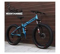 Wmmner Dual-Suspension Mountain Trail Bike Für Erwachsene Männer Frauen, Fat Tire Anti-Slip Mountainbike Mit Dual Disc Brake,Faltbarer Rahmen Aus Kohlenstoffstahl Und Verstellbarer Sitz, Blau 2,24 Zol