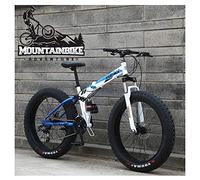 Wmmner Dual-Suspension Mountain Trail Bike Für Erwachsene Männer Frauen, Fat Tire Anti-Slip Mountainbike Mit Dual Disc Brake,Faltbarer Rahmen Aus Kohlenstoffstahl Und Verstellbarer Sitz, Blau 2,24 Zol