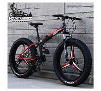 Wmmner Dual Suspension Mountain Trail Bike Mit Doppelscheibenbremse Für Männer Und Frauen, Erwachsene Jungen Mädchen Anti-Rutsch Fat Tire Mountain Fahrrad, Faltbarer Rahmen Aus Kohlenstoffstahl, Gold,