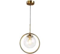 Wmmner E27 Gold Iron Light Modern Minimalist Bedroom Bedside Lamp for Dining Room Light Single Head Spherical Clear Glass Small Hanging Lighting Fixtures