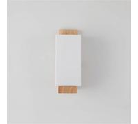 Wmmner E27 Postmodern Wood Rectangle Wall Mounted Lights Indoor Semi-Flush Mount Bedside Wall Lamp with Glass Lampshade Study Wall Sconces, 3.9In, Wood Color