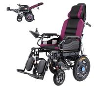 Wmmner Electric Wheelchair with Headrest, Foldable Power Wheelchair for Adults, Adjustable Backrest and Pedal Angle, Weight Capacity 120Kg/Purple 20A