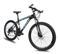 Wmmner Erwachsene Mountainbike Alumirahmen Fahrrad 26 Zoll 3 Speichen Rad Scheibenbremse 21/24/27 Gänge Männer Fahrrad Für Einen Weg, Trail Berge/Rot/24/Blau/24 Geschwindigkeit