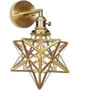 Wmmner European Wall Light Brass Moravian Star Wall Sconce Industrial Copper Adjustable Wall Mount Light with Clear/Gold