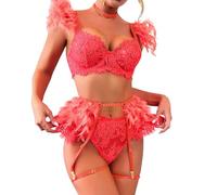 Wmmner Evoucher Lingerie Sets for Women UK hot Women's Fishnet Chemise Babydoll Bodysuit hot Red Lingerie Set One Piece Romper Ladies Sex Front Cut Out Lace See Through/Orange-C/M