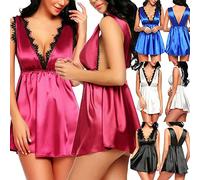 Wmmner Evoucher Lingerie Sets for Women UK hot Women's Fishnet Chemise Babydoll Bodysuit hot Red Lingerie Set One Piece Romper Ladies Sex Front Cut Out Lace See Through/Blue-E/M