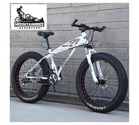 Wmmner Fat Tire Hardtail Mountain Bikes with Front Suspension for Adults Men Women, 4" Wide Tires Anti-Slip Mountain Bicycle, High-Carbon Steel Dual Disc Brake Bike,New White,24 inch 21 Speed/New Whit