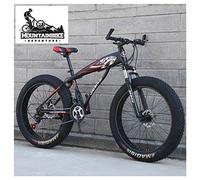 Wmmner Fat Tire Hardtail Mountain Bikes with Front Suspension for Adults Men Women, 4" Wide Tires Anti-Slip Mountain Bicycle, High-Carbon Steel Dual Disc Brake Bike,New White,24 inch 21 Speed/Black1/2