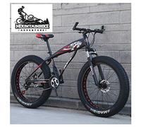 Wmmner Fat Tire Hardtail Mountain Bikes with Front Suspension for Adults Men Women, 4" Wide Tires Anti-Slip Mountain Bicycle, High-Carbon Steel Dual Disc Brake Bike,New White,24 inch 21 Speed/New Blac
