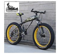 Wmmner Fat Tire Hardtail Mountain Bikes with Front Suspension for Adults Men Women, 4" Wide Tires Anti-Slip Mountain Bicycle, High-Carbon Steel Dual Disc Brake Bike,New White,24 inch 21 Speed/Yellow1/