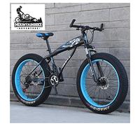 Wmmner Fat Tire Hardtail Mountain Bikes with Front Suspension for Adults Men Women, 4" Wide Tires Anti-Slip Mountain Bicycle, High-Carbon Steel Dual Disc Brake Bike,New White,24 inch 21 Speed/Blue2/24
