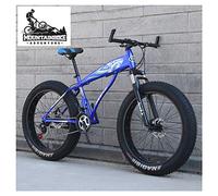 Wmmner Fat Tire Hardtail Mountain Bikes with Front Suspension for Adults Men Women, 4" Wide Tires Anti-Slip Mountain Bicycle, High-Carbon Steel Dual Disc Brake Bike,New White,24 inch 21 Speed/Blue1/26