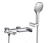 Wmmner Faucet/Tap,Bathtub Faucet Brass Foldable Bathtub Tap Single Handle Dual Control Tub Faucet Wall Mounted Bathroom Bathtub Mixer Tap with Handheld Shower Bathtub Filler Mix,Chrome/Chrome
