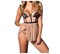 Wmmner Flash s of The Day hot Red Lingerie for Women Sets Women Full Bodystocking See Through Sheer Hooded Bodysuit Catsuit Lingerie Sets Blue Women's hot Lace/Beige/XL