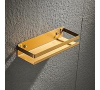 Wmmner Floating Shelves Shower Caddy Bathroom Shelf 20-50Cm Modern Matt Black Gold Bathroom Corner Shelves Kitchen Wall Shelf Shower Bath Shampoo Storage Rack,Gold 20Cm/Gold 20Cm