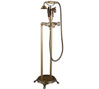 Wmmner Floor Standing Bath Faucet with Freestanding Bath Filler Chrome Vertical High Flow Brass Waterfall Swivel Spout Shower Faucet with Handheld Two Handle Shower Mixer,Black/a/a