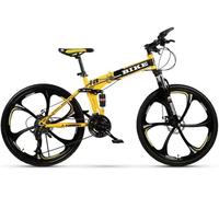 Wmmner Foldable Mountain Bikes, Hardtail Mountain Bicycle 24/26 Inches with Kettle Frame Adjustable Seat High-Carbon Steel for/21Stage Shift/26Inches
