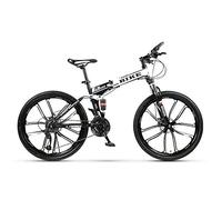 Wmmner Foldable Mountainbike 24/26 Inches, Mtb Bicycle with 10 Cutter Wheel, White/24Stage Shift/26Inches