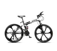 Wmmner Foldable Mountainbike 24/26 Inches, Mtb Bicycle with 6 Cutter Wheel, White