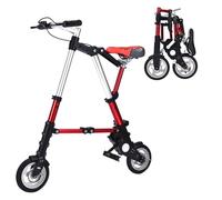 Wmmner Folding Bicycle Mini 8 Inch, Adult Lightweight Aluminum Frame Bike Portable Comfortable Adjustable City Bikes for Men Women/Red/Mini