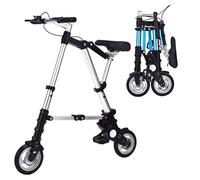 Wmmner Folding Bicycle Mini 8 Inch, Adult Lightweight Aluminum Frame Bike Portable Comfortable Adjustable City Bikes for Men Women/Silver/Mini