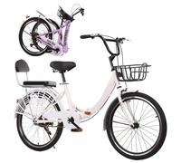 Wmmner Folding Bike 20/22/24/26 Inch, Unisex Adult Mountain & Commuting Bikes, High Carbon Steel, 7-Speed, Premium Ladies Foldable Bicycle Adjustable Height (White, 22 Inch)