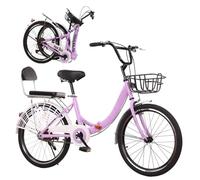 Wmmner Folding Bike Folding Bike for Adult, 7-Speed Folding Bicycle High-Carbon Steel Foldable Bicycle Adjustable Height, Folding Mountain Bikes for Men Women (Purple, 20In)
