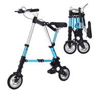 Wmmner Folding Bike, Lightweight Aluminum Comfortable Adjustable Bicycle City Quick Folding System Folding Bikes Outdoor Travel Commuting Mini Bike for Adult Men Women/Blue/s