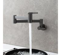 Wmmner Folding Faucet Wall Mounted Kitchen Sink Tap s Double Handle,Black/Gun Gray/a