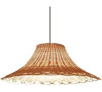 Wmmner French Coastal Hanging Light Domed Rattan Lampshade Chandelier Hollow Basket Lamp Fixtures Rustic Style Weave Cane Suspension Lights, Light