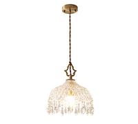 Wmmner French Modern All Copper Retro Pendent Lamp Light Crystal Glass Small Chandelier Hanging E27-1 Lamp Aisle Porch Balcony Light Indoor Bedside Hanging Light,Chandelier Ceiling Fixtures/One Color/