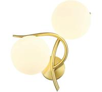 Wmmner Frosted Glass Double-Headed Led Wall Lamps, Light All-Copper Modern Bedside Lamp Bedroom Corridor Living Room Gold Lighting Night Light