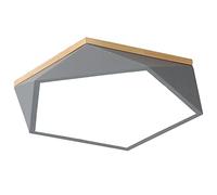 Wmmner Geometric Ironwork Flat Led Light Personalizedaroon Ceiling Lamp Modern Dimmable Panel Lights with Wood Polygonal Flush Mount Fixtures for Dining Study Bedroom Corridor Entryway/Ash/15.7In