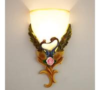 Wmmner Glass Lampshade Mandarin Duck Wall Light Continental Wall Sconce Bedroom Bedside Lamp Living Room Tv Background Wall Creativity V-Intage Wall Lamp Aisle Lights,Led Ceiling Lamp/Blu