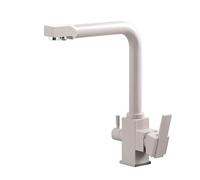 Wmmner Gold Kitchen Mixer Tap 3-Way Dual Handle with 360° Swivel Spout 1 Hole Water Filter Faucet for Kitchen Sink Ideal for Drinking Water and Easy Use/Oatmeal Color