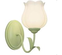 Wmmner Green Flower Shaped Wall Light Milk White Glass Lampshade Wall Sconces,for Living Room