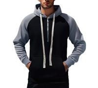 Wmmner Half Zip Pullover Men Fall Fashion Contrast Sleeves Draw Stpocket Long Sleeve Casual 1/4 Zip Lightweight Running Leisure Loose Sports Activewear/Black/L
