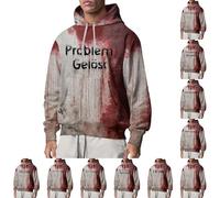 Wmmner Halloween Costumes for Men Bloody Problem Solved Hoodies 2025 Fall Horror Hooded with Pocket Long Sleeve Sweatshirts/Red2 Halloween Hoodies for Men/L