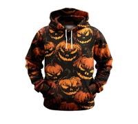 Wmmner Halloween Costumes for Men Jack O' Lantern Hoodies Pumpkin Face Tshirts with Pocket Long Sleeve Hooded Sweatshirts/Black Halloween Hoodies for Men/s