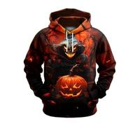Wmmner Halloween Costumes for Men Jack O' Lantern Hoodies Pumpkin Face Tshirts with Pocket Long Sleeve Hooded Sweatshirts/Yellow Halloween Hoodies for Men/s