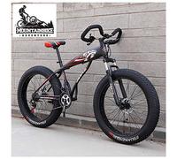 Wmmner Hardtail Fat Tire Mountain Bike for Adults, Men Women Mountain Trail Bike with Dual Disc Brake, High-Carbon Steel Front Suspension All Terrain Mountain Bicycle,New Red,26 inch 7 Speed/Black/26