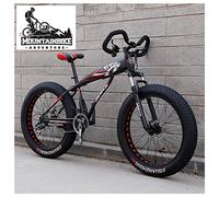 Wmmner Hardtail Fat Tire Mountain Bike for Adults, Men Women Mountain Trail Bike with Dual Disc Brake, High-Carbon Steel Front Suspension All Terrain Mountain Bicycle,New Red,26 inch 7 Speed/New Black