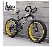 Wmmner Hardtail Fat Tire Mountain Bike for Adults, Men Women Mountain Trail Bike with Dual Disc Brake, High-Carbon Steel Front Suspension All Terrain Mountain Bicycle,New Red,26 inch 7 Speed/Yellow/24