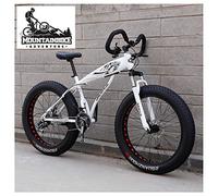 Wmmner Hardtail Fat Tire Mountain Bike for Adults, Men Women Mountain Trail Bike with Dual Disc Brake, High-Carbon Steel Front Suspension All Terrain Mountain Bicycle,New Red,26 inch 7 Speed/New White