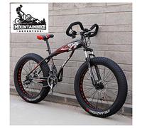 Wmmner Hardtail Fat Tire Mountain Bike for Adults, Men Women Mountain Trail Bike with Dual Disc Brake, High-Carbon Steel Front Suspension All Terrain Mountain Bicycle,New Red,26 inch 7 Speed/New Red/2