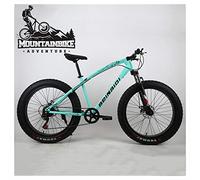 Wmmner Hardtail Mountain Bike 26 inch with Mechanical Disc Brakes for Men and Women, Fat Tire Adults Mountain Bicycle, High Carbon Steel & Adjustable Seat & Front Suspension,Silver,27 Speed/Green 2/7
