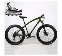 Wmmner Hardtail Mountain Bike 26 inch with Mechanical Disc Brakes for Men and Women, Fat Tire Adults Mountain Bicycle, High Carbon Steel & Adjustable Seat & Front Suspension,Silver,27 Speed/Green 3/21